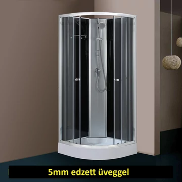 Hátfalas íves zuhanykabin 80x80cm Fekete