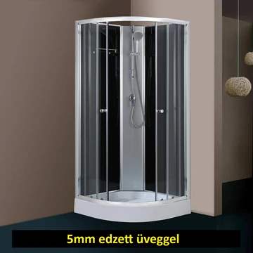 Hátfalas íves zuhanykabin 90x90cm Fekete