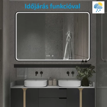 Lotus PLUS fekete keretes okos tükör 120x80cm + időjárás funkcióval Lotus PLUS fekete keretes okos tükör 120x80cm + időjárás funkcióval