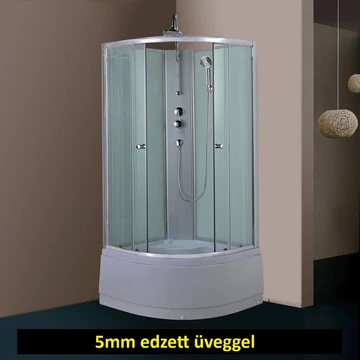Mélytálcás fehér hátfalas zuhanykabin 90x90 Íves