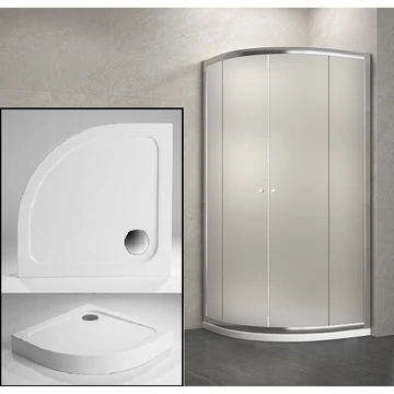 Íves zuhanykabin 90x90 zuhanytálcával matt üveggel