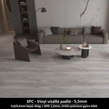 SPC padló 2,25m2/csomag "Modern Ezüst Tölgy" Prémium