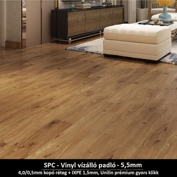Búzaszőke Bársony SPC vinyl padló - Class 42 kopásállóságú vízálló klikkes burkolat 5,5 mm vastagsággal Búzaszőke Bársony SPC vinyl padló - Class 42 kopásállóságú vízálló klikkes burkolat 5,5 mm vastagsággal