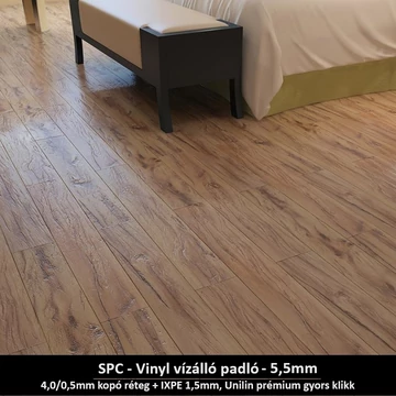 Kastélypark Mogyoró SPC vinyl padló - Class 42 kopásállóságú vízálló klikkes burkolat 5,5 mm vastagsággal Kastélypark Mogyoró SPC vinyl padló - Class 42 kopásállóságú vízálló klikkes burkolat 5,5 mm vastagsággal