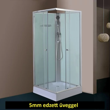 Hátfalas zuhanykabin 90x90cm szögletes világos hátfallal