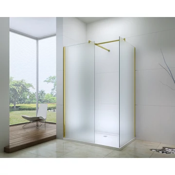 Dupla zuhanyfal arany - arany T profillal matt üveggel