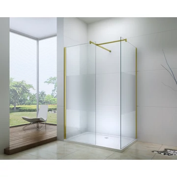 Dupla zuhanyfal arany - arany T profillal test csíkos üveggel