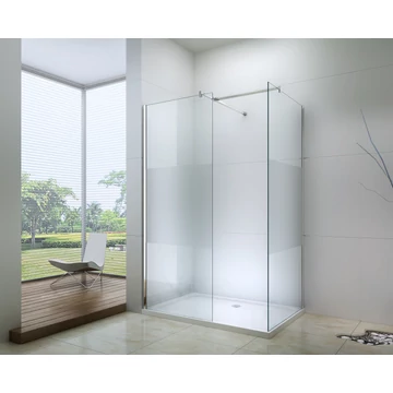 Dupla zuhanyfal króm T profillal test csíkos üveggel Dupla zuhanyfal króm T profillal test csíkos üveggel