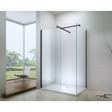 Dupla zuhanyfal matt fekete T profillal átlátszó üveggel Dupla zuhanyfal matt fekete T profillal átlátszó üveggel