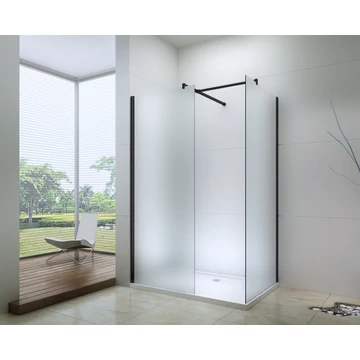 Dupla zuhanyfal matt fekete T profillal matt üveggel Dupla zuhanyfal matt fekete T profillal matt üveggel