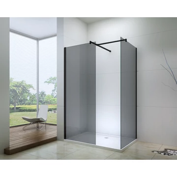 Dupla zuhanyfal matt fekete T profillal füst üveggel Dupla zuhanyfal matt fekete T profillal füst üveggel