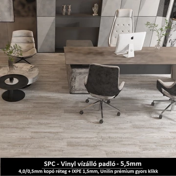 Ködös Hajnal SPC padló - Class 42 kopásállóságú vízálló klikkes burkolat 5,5 mm vastagsággal Ködös Hajnal SPC padló - Class 42 kopásállóságú vízálló klikkes burkolat 5,5 mm vastagsággal