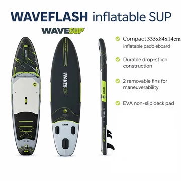 WavesUP Black SUP – stabil, 180 kg, univerzális deszka