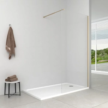 Best-Selling walk-in zuhanyfal 100x200 cm átlátszó üveggel, arany fali konzollal és kitámasztókarral