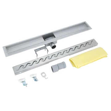 Hullámos 70 cm Zuhanyfolyóka  rozsdamentes  kompletten 70x7cm-es méreteben 67mm-es magas AKÁR INGYEN POSTÁVAl!