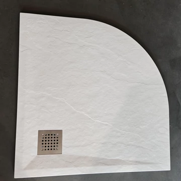 Íves kő mintás öntött márvány zuhanytálca 90 cm x 90 cm x 3 cm szifonnal