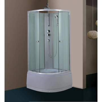 SaniArt mélytálcás hátfalas zuhanykabin 80x80 Íves fehér hátfallal SaniArt mélytálcás hátfalas zuhanykabin 80x80 Íves fehér hátfallal