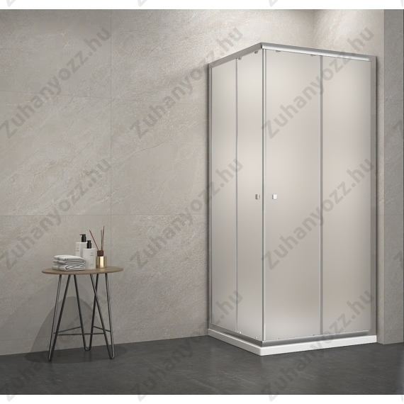 90x90 szögletes zuhanykabin matt üveggel zuhanytálcával