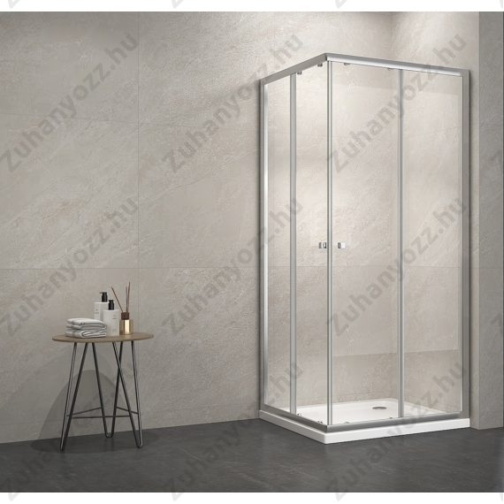 Szögletes zuhanykabin 90x90 átlátszó üveggel.
