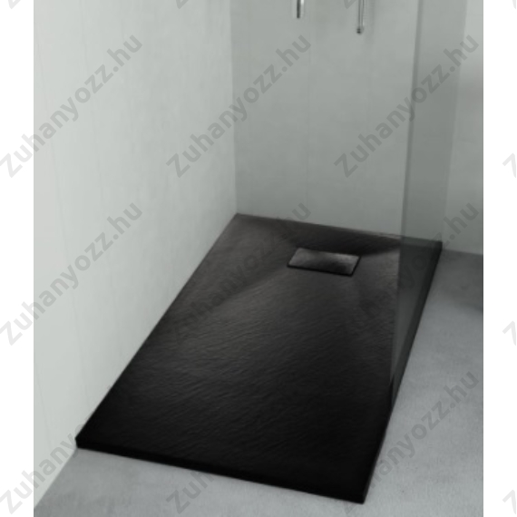 SMC fekete zuhanytálca 80 cm x 120 cm szifonnal