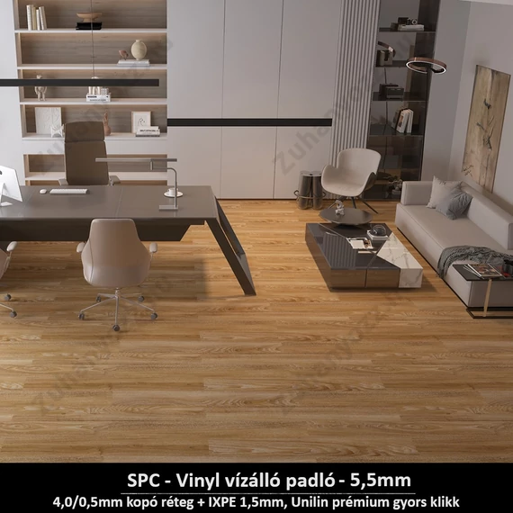 Napfényes Bükk SPC vinyl padló - Class 42 kopásállóságú vízálló klikkes burkolat 5,5 mm vastagsággal