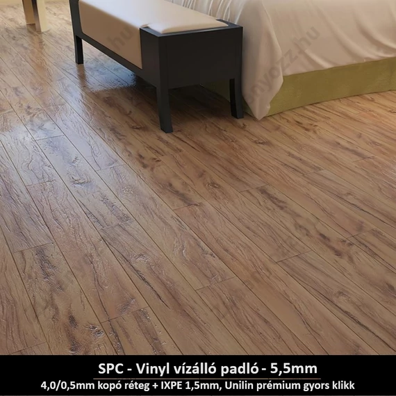 Kastélypark Mogyoró SPC vinyl padló - Class 42 kopásállóságú vízálló klikkes burkolat 5,5 mm vastagsággal