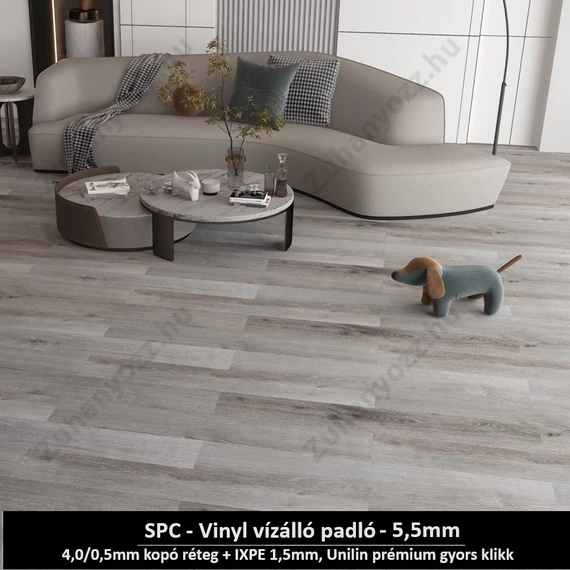 Viharfa SPC vinyl padló - Class 42 kopásállóságú, vízálló, prémium klikkes SPC burkolat 5,5 mm vastagsággal