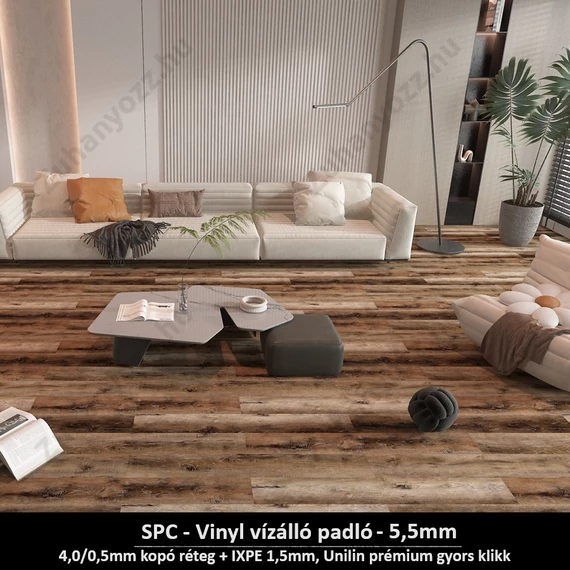 Füstös Erdő SPC vinyl padló - Class 42 kopásállóságú vízálló klikkes burkolat 5,5 mm vastagsággal