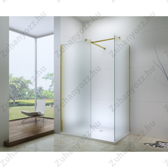 Dupla zuhanyfal arany - arany T profillal matt üveggel