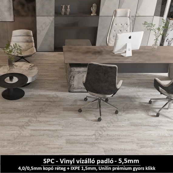 Ködös Hajnal SPC vinyl padló - Class 42 kopásállóságú vízálló klikkes burkolat 5,5 mm vastagsággal