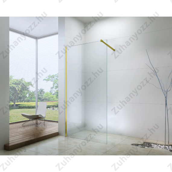 átlátszó üveges arany keretes zuhanyfal