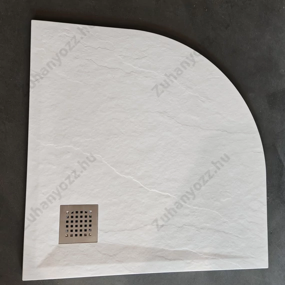 Íves kő mintás öntött márvány zuhanytálca 90 cm x 90 cm x 3 cm szifonnal