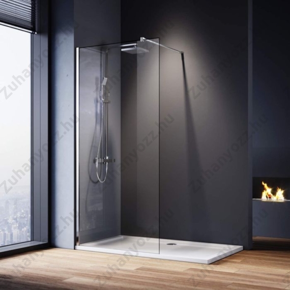 ECO átlátszó üveges walk-in zuhanyfal 120x200cm, állítható kitámasztó kar