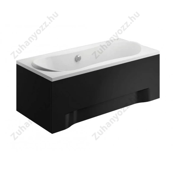Zóra 180x80 egyenes kád szintező lábbal - FEKETE oldal és előlappal szettben!